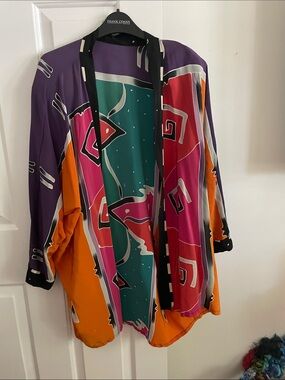 Design Vibrant Multicolor Open-Front Women's Blazer